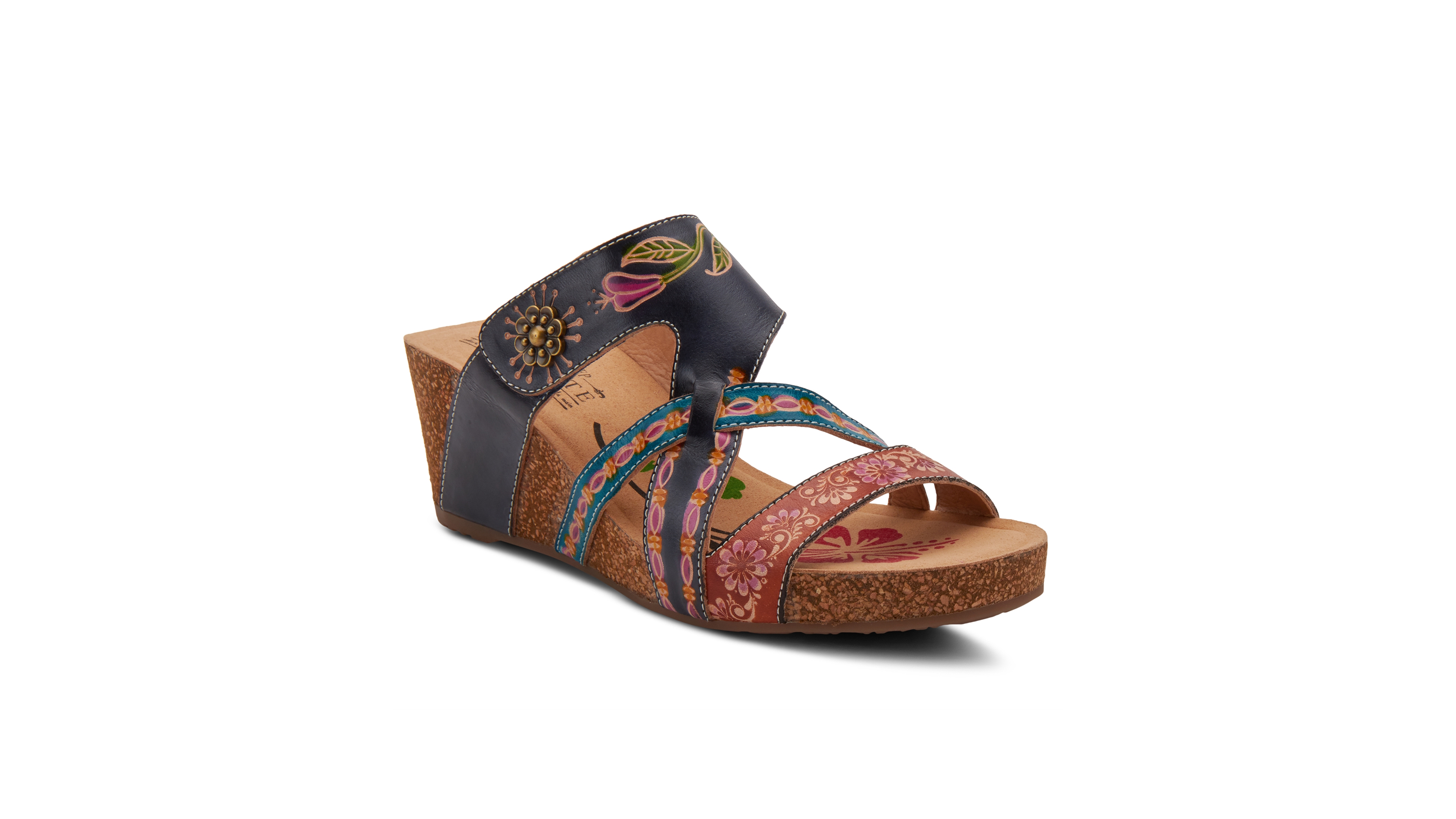 L'Artiste Women's Swan Wedge Slide Sandals