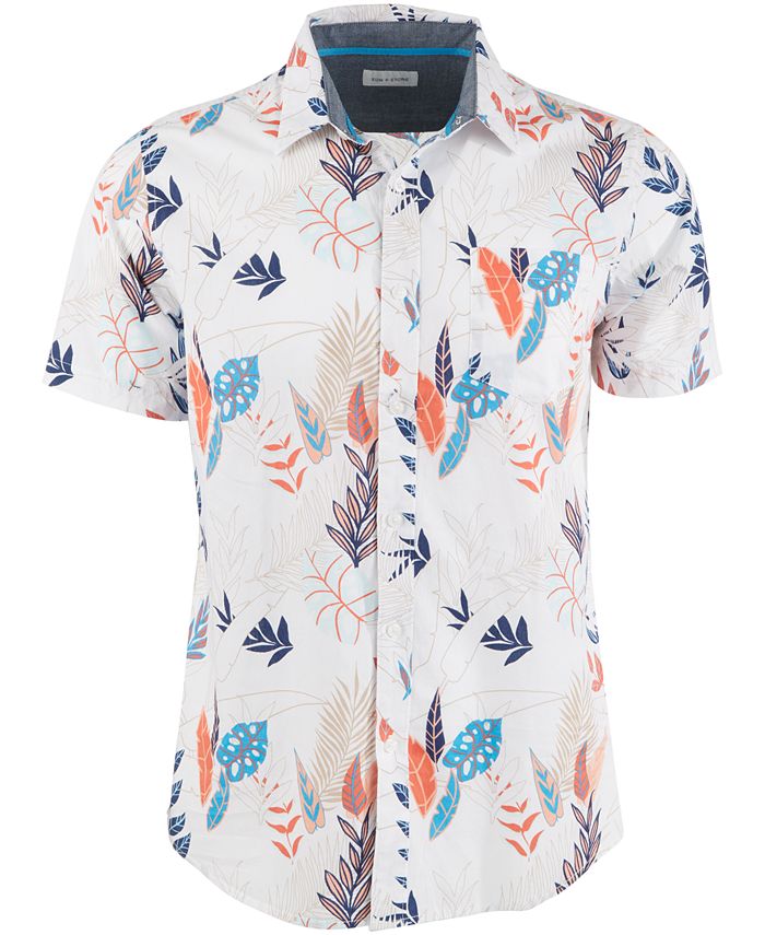Sun + Stone Men's Retro Tropical Print Shirt, Created for Macy's - Macy's
