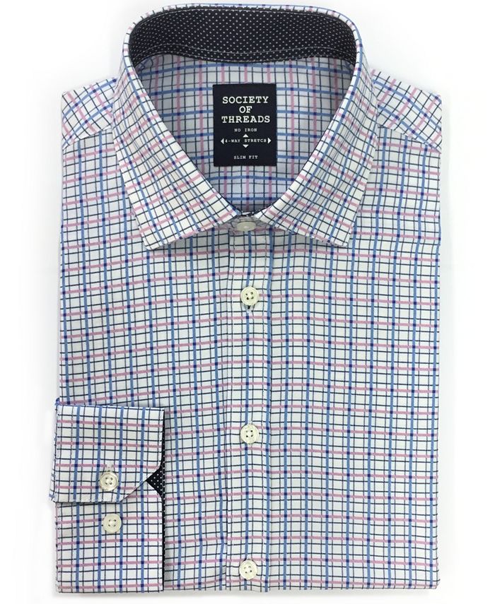 Society Of Threads Mens Slim Fit Floral Performance Dress Shirt Gray Size Xx Large main image 0
