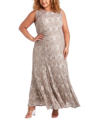 R & M Richards - Plus Size Sequin Lace Gown