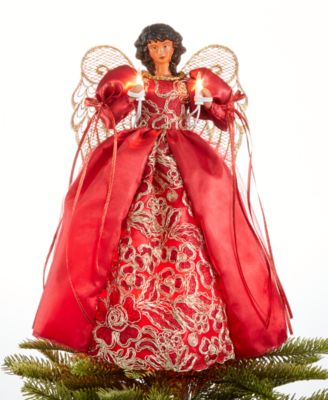 Holiday Lane - African American Red/Gold Angel Tree Topper