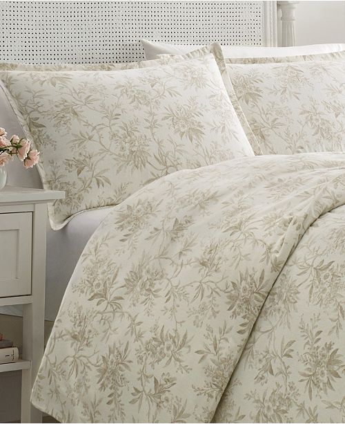 Laura Ashley Faye Toile Flannel Full/Queen Duvet Set & Reviews Duvet