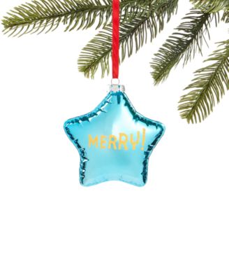 Holiday Lane - Merry & Brightest Molded Glass Star Balloon Ornament