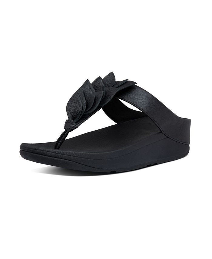 FitFlop Women's Fino Leaf Metallic Leather Toe-Thongs Sandal - Macy's