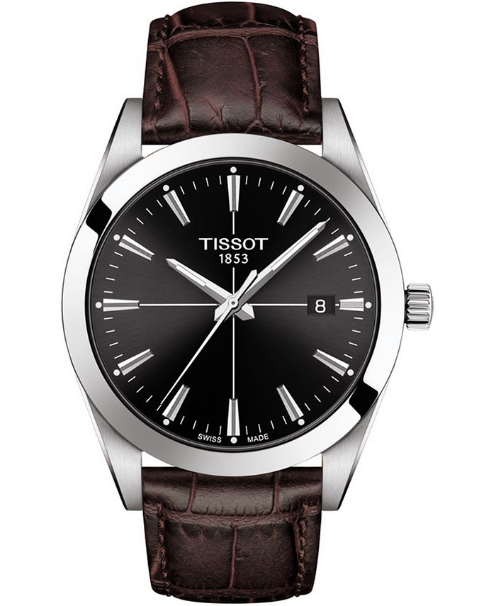 Tissot - Men's Swiss Gentleman Brown Leather Strap Watch 40mm