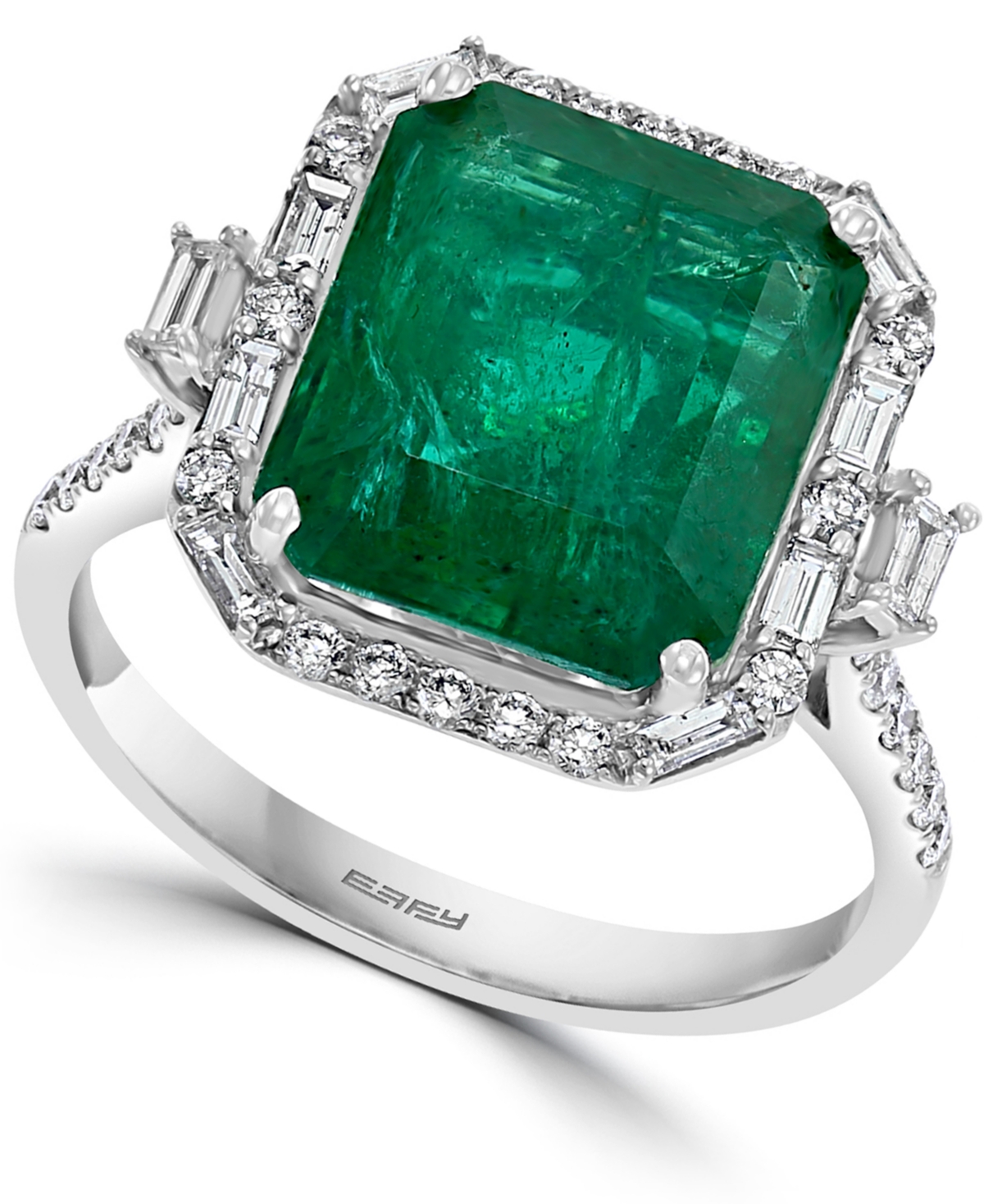 Effy Collection Effy Emerald (5-1/2 Ct. T.w.) & Diamond (1/2 Ct. T.w.) Statement Ring In 14k Gold Or 14k White Gold In Emerald,white Gold