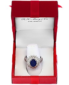 EFFY® Sapphire (1-7/8 ct. t.w.) & Diamond (1/4 ct. t.w.) Halo Statement Ring in 14k White Gold (Also in Ruby and Emerald)