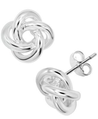 Love Knot Stud Earrings in Silver or Gold Plating