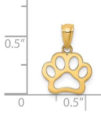 Paw Print Openwork Charm Pendant in 14k Yellow Gold
