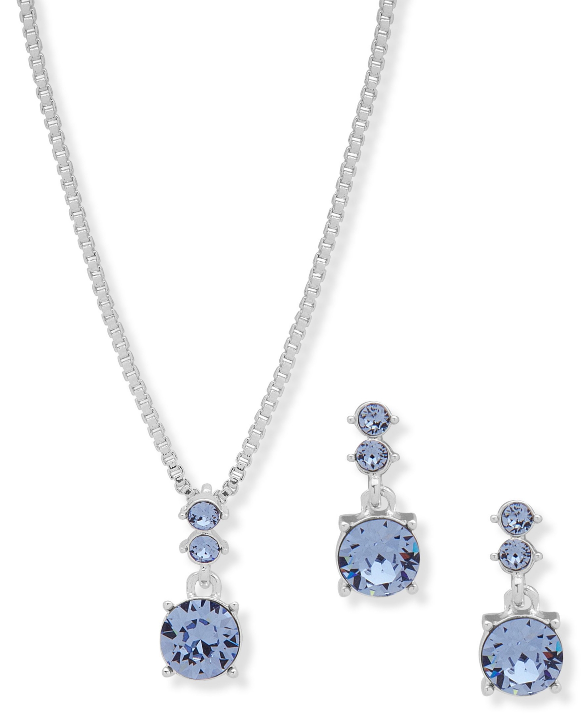 Boxed Necklace and Earring Set - Silver-tone