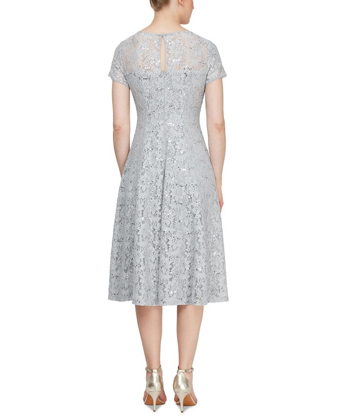 SL Fashions Midi Lace A-Line Dress - Macy's