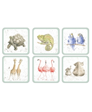 Wrendale Designs Zoological Coaster - Set Of 6 In White