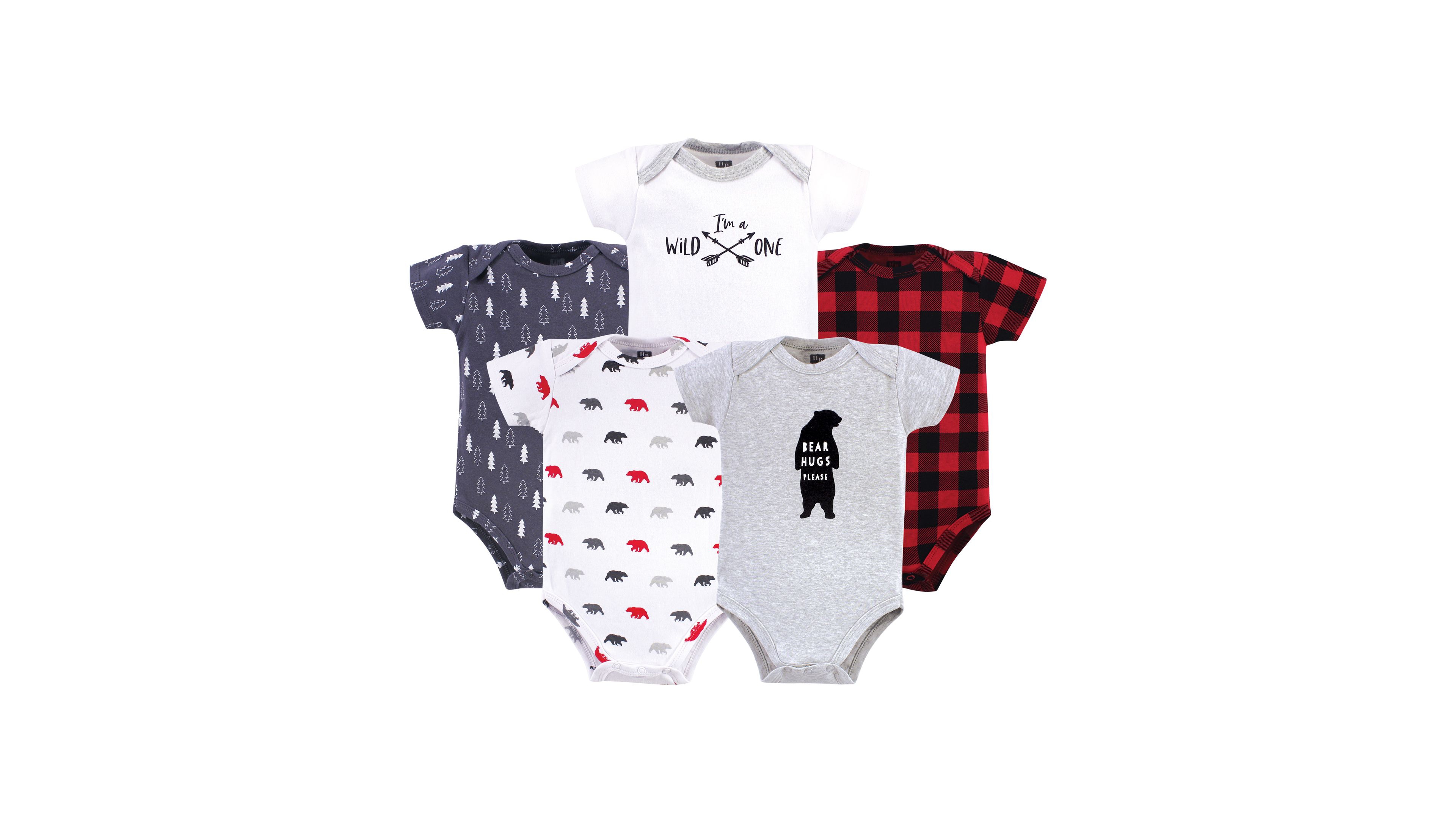 Hudson Baby Unisex Five-Piece Set of Cotton Infant All-in-One Bodysuits