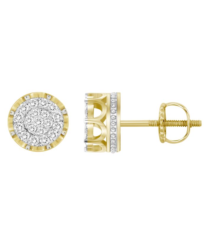 Macy's - Men's Diamond (1/2 ct.t.w.) Stud Earring in 10K Yellow Gold