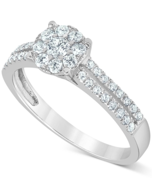 image of Diamond (1/2 ct. t.w.) Cluster Engagement Ring in 14k White Gold