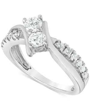 image of Diamond (1 ct. t.w.) Two Stone Engagement Ring in 14k White Gold