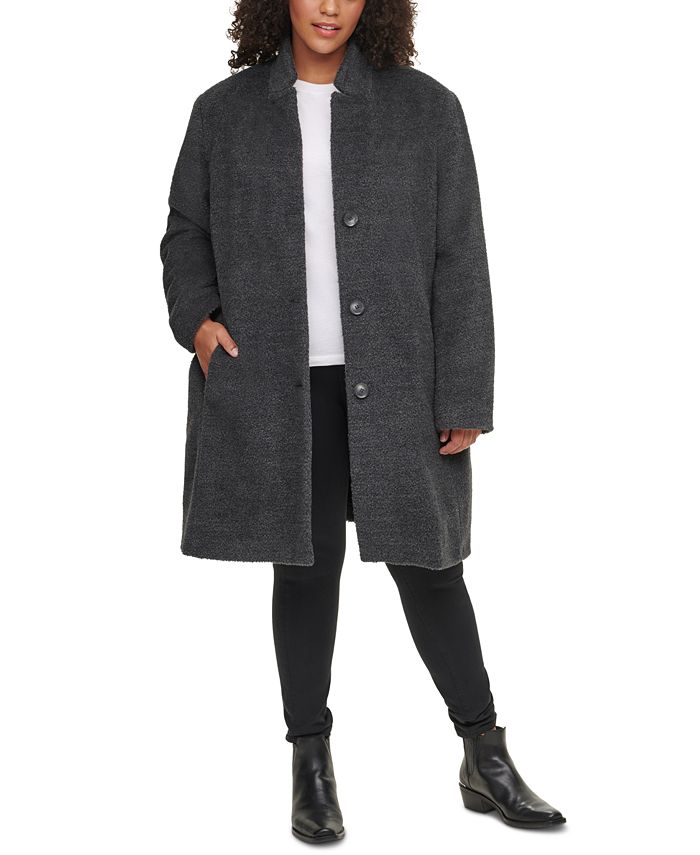 DKNY Plus Size Single-Breasted Walker Coat, Created for Macy's - Macy's