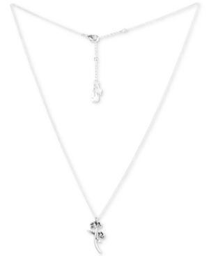 image of Lucky Brand Silver-Tone Flower Pendant Necklace, 18