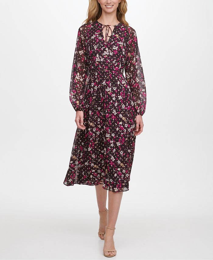 Tommy Hilfiger Carine Floral-Print Midi Dress - Macy's