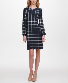 Grid-Print Sheath Dress