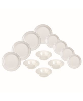 Botanic Garden Harmony White 12 Piece Dinnerware Set, Service for 4