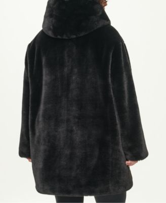 DKNY Plus Size Hooded Faux-Fur Coat