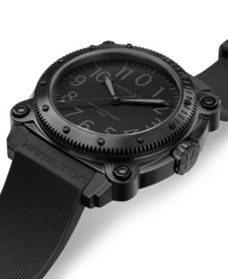 Men's Swiss Automatic Khaki Navy BeLOWZERO Black Rubber Strap Watch 46mm