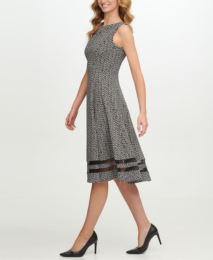 Calvin Klein Mesh-Inset Printed Dress - Macy's