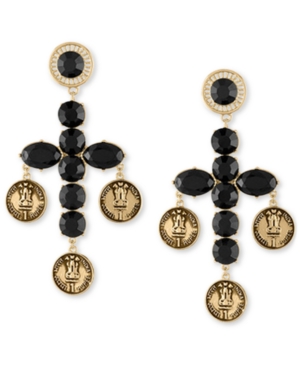 image of Rachel Rachel Roy Gold-Tone Stone Cross Coin Drop Earrings