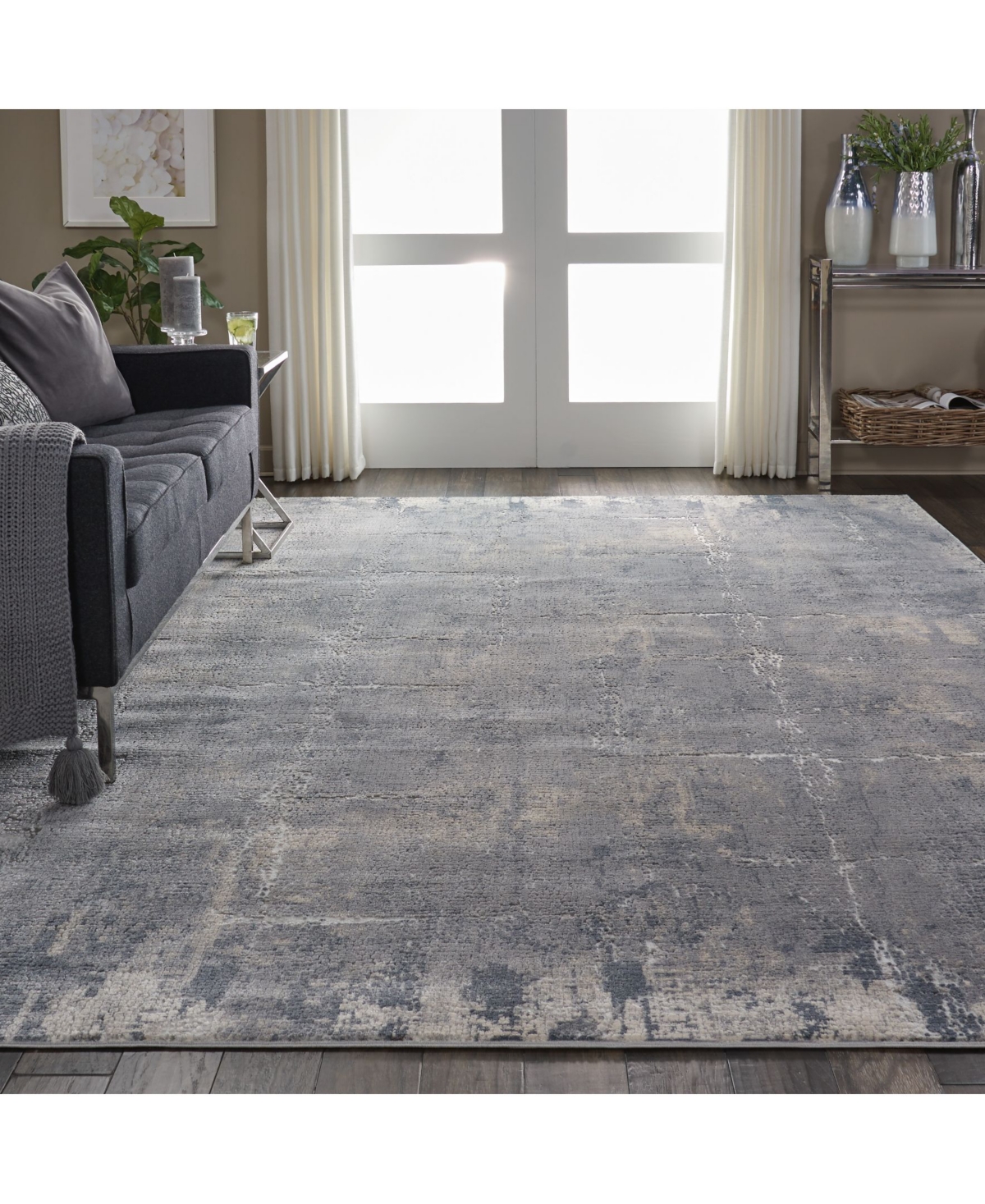 Nourison Home Rustic Textures RUS06 Gray and Beige 7'10" x 10'6" Area Rug