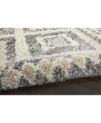 Oslo Shag OSL02 Gray and Ivory 4' x 6' Area Rug