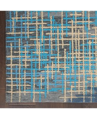 Nourison Home Symmetry Smm08 Blue Beige Rug In Blue