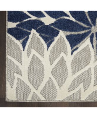 Aloha ALH05 Ivory and Navy 2'3" x 8' Runner Rug