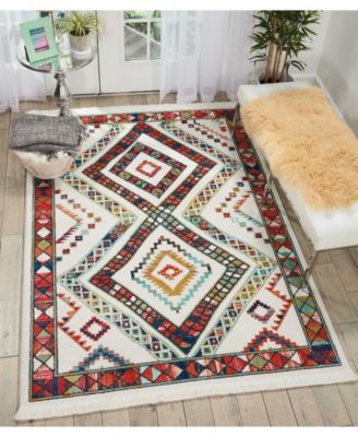 Navajo NAV02 White 5'3" x 7'6" Area Rug