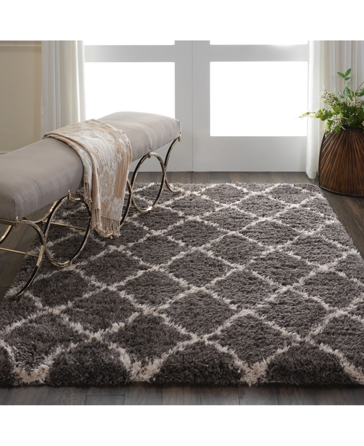 Nourison Home Luxe Shag LXS02Area Rug - Charcoal