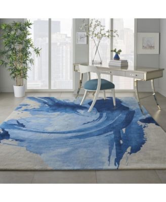 Symmetry SMM01 Blue and Ivory 7'9" x 9'9" Area Rug