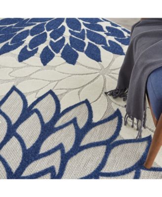 Aloha ALH05 Ivory and Navy 7'10" Round Rug