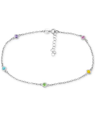 Multi-Stone Ankle Bracelet (Also in Cubic Zirconia)