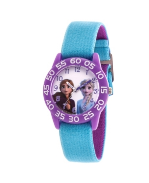 Ewatchfactory Kids' Disney Frozen 2 Elsa And Anna Girls' Purple Plastic Time Teacher Watch 32mm In Blue