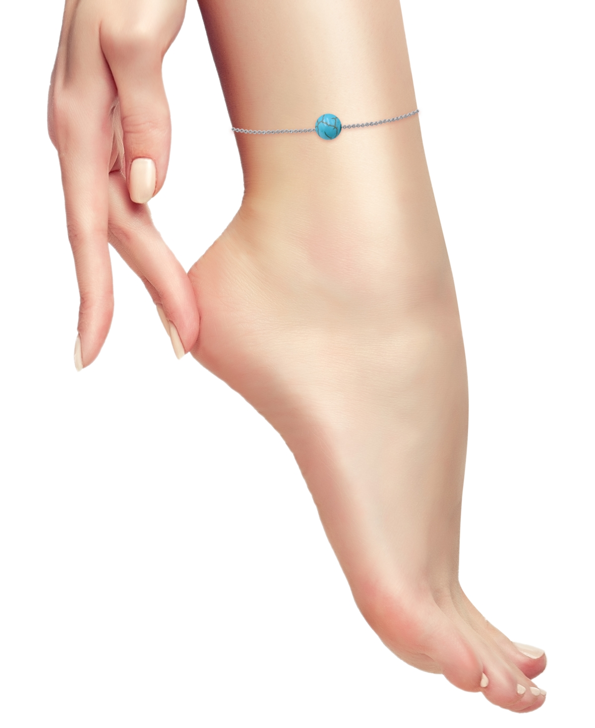 Giani Bernini Aventurine Ankle Bracelet (Also in Cultured Freshwater Pearl, Onyx, Sodalite), Created for Macy's - Howlite/Silver