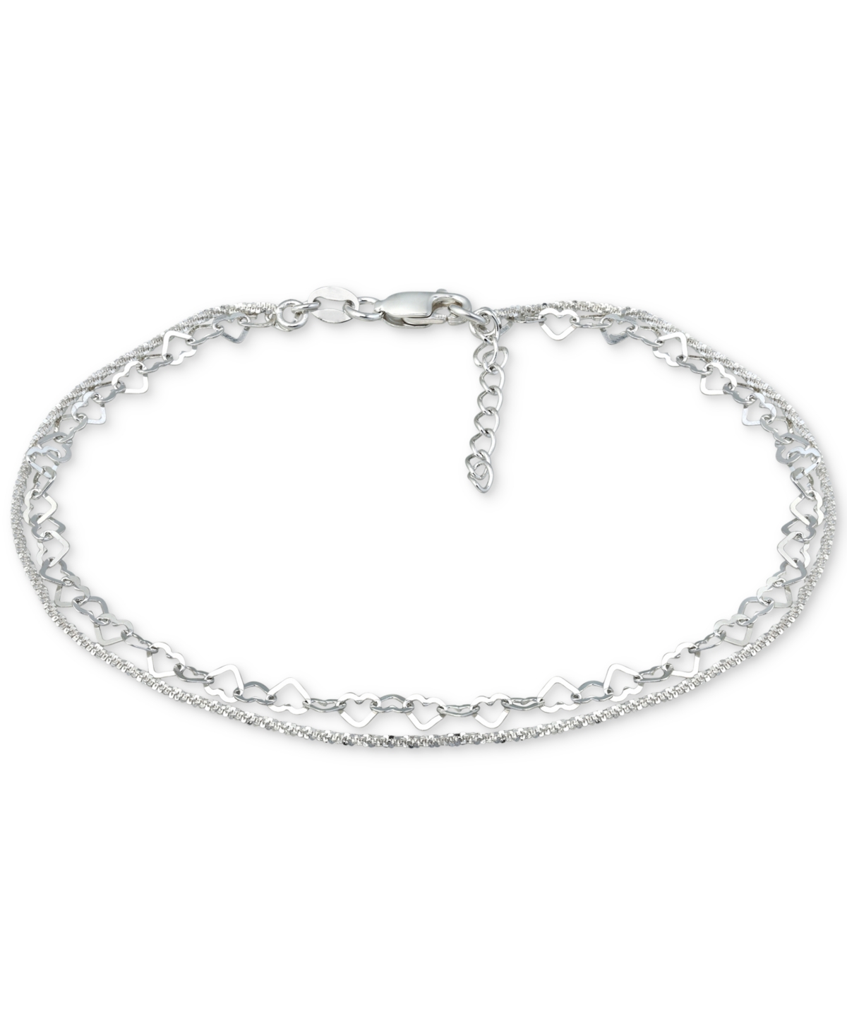 Giani Bernini Double Row Heart Ankle Bracelet in 18k Gold-Plated Sterling Silver & Sterling Silver, Created for Macy's