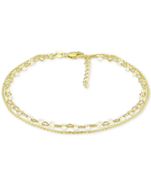 Giani Bernini Double Row Heart Ankle Bracelet In 18k Gold-plated Sterling Silver & Sterling Silver, Created For Ma In Gold Over Silver