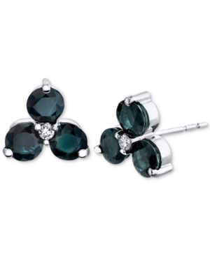 image of Sapphire (2-3/8 ct. t.w.) & Diamond (1/20 ct. t.w.) Stud Earrings in 14k White Gold