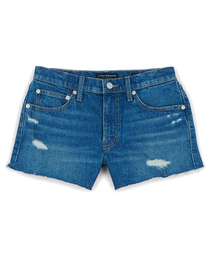 Lucky Brand Cotton Distressed Denim Shorts - Macy's