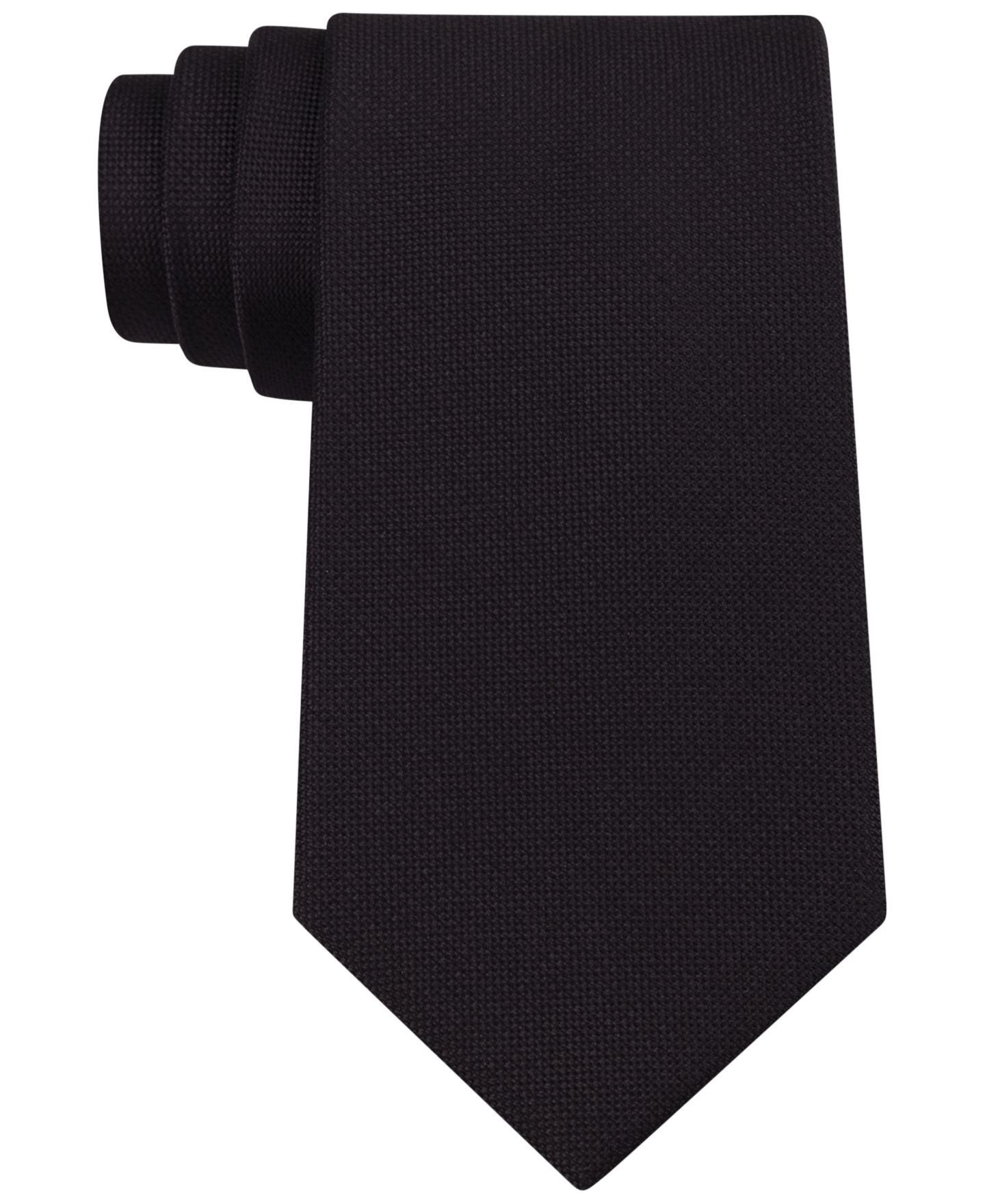 Мужской галстук Calvin Klein Silver Spun Solid Slim Tie, цвет: Чёрный — фото 1