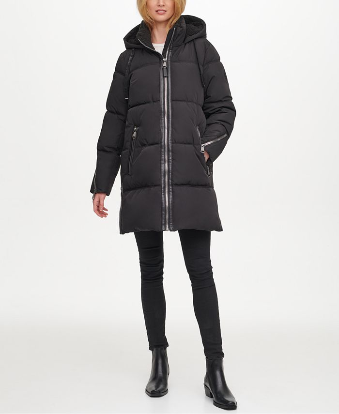 DKNY Fleece-Lined Hooded Puffer Coat & Reviews - Coats - Women - Macy's