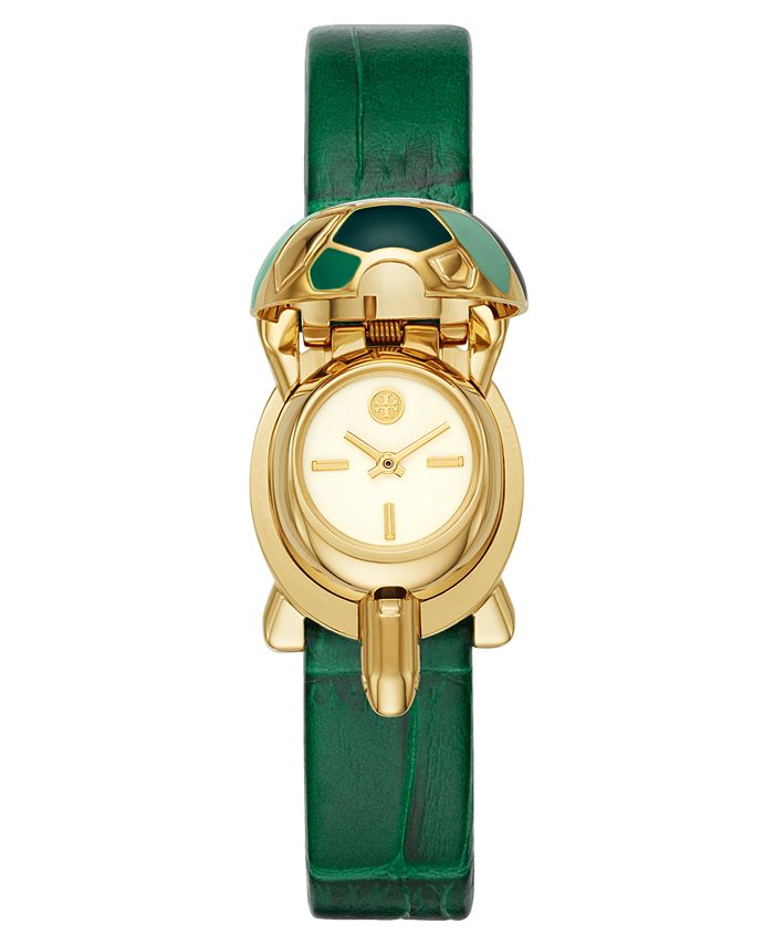 Tory Burch Women's Turtle Case Green Leather Strap Watch 22x24mm & Reviews  - All Watches - Jewelry & Watches - Macy's