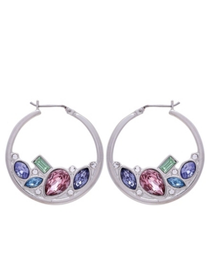 image of T Tahari Candied Floral Hoop Earring