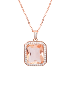 image of Rose Gold Plated Simulated Morganite Octagon Pendant