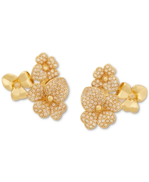 image of Kate Spade New York Gold-Tone Pave Flower Button Earrings